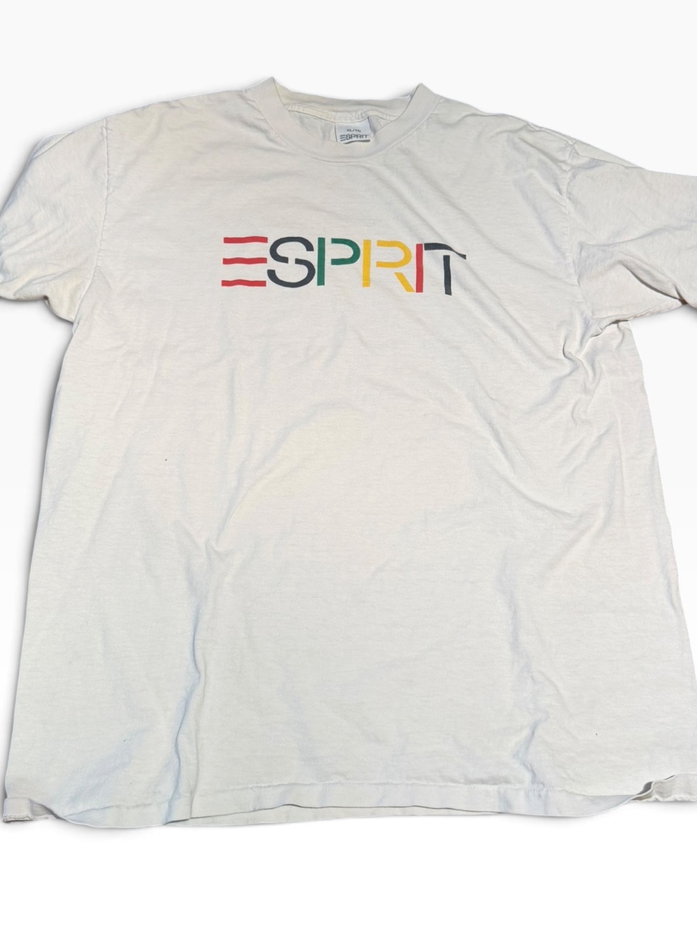 Vintage 90s Esprit White Tee with Multicolor Logo